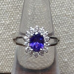 Sterling Silver Purple Halo Ring